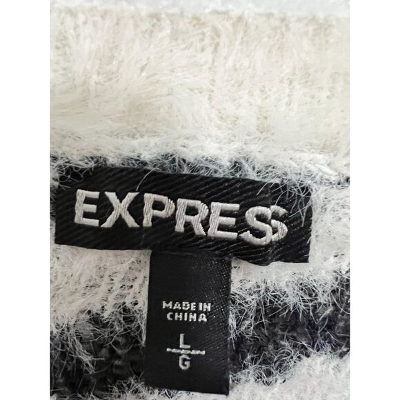 Express Women Animal Print Long Sleeve Sweater Black/White Zebra Print - Large - Picture 9 of 9